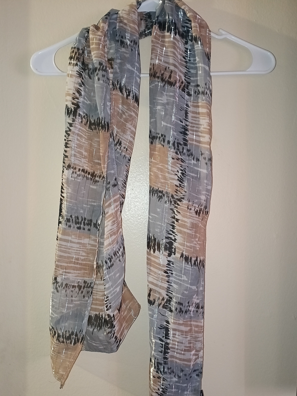 Neutral Beige & Gray Patterned Women's Scarf